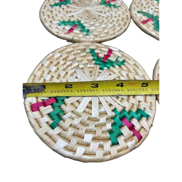 Vintage Set of 6 Seagrass / Straw Coasters / Trivets 5.5" Diameter Boho - Picture 5 of 15